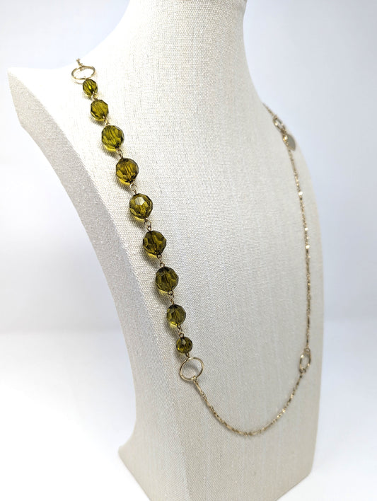 Long Green Crystal Necklace