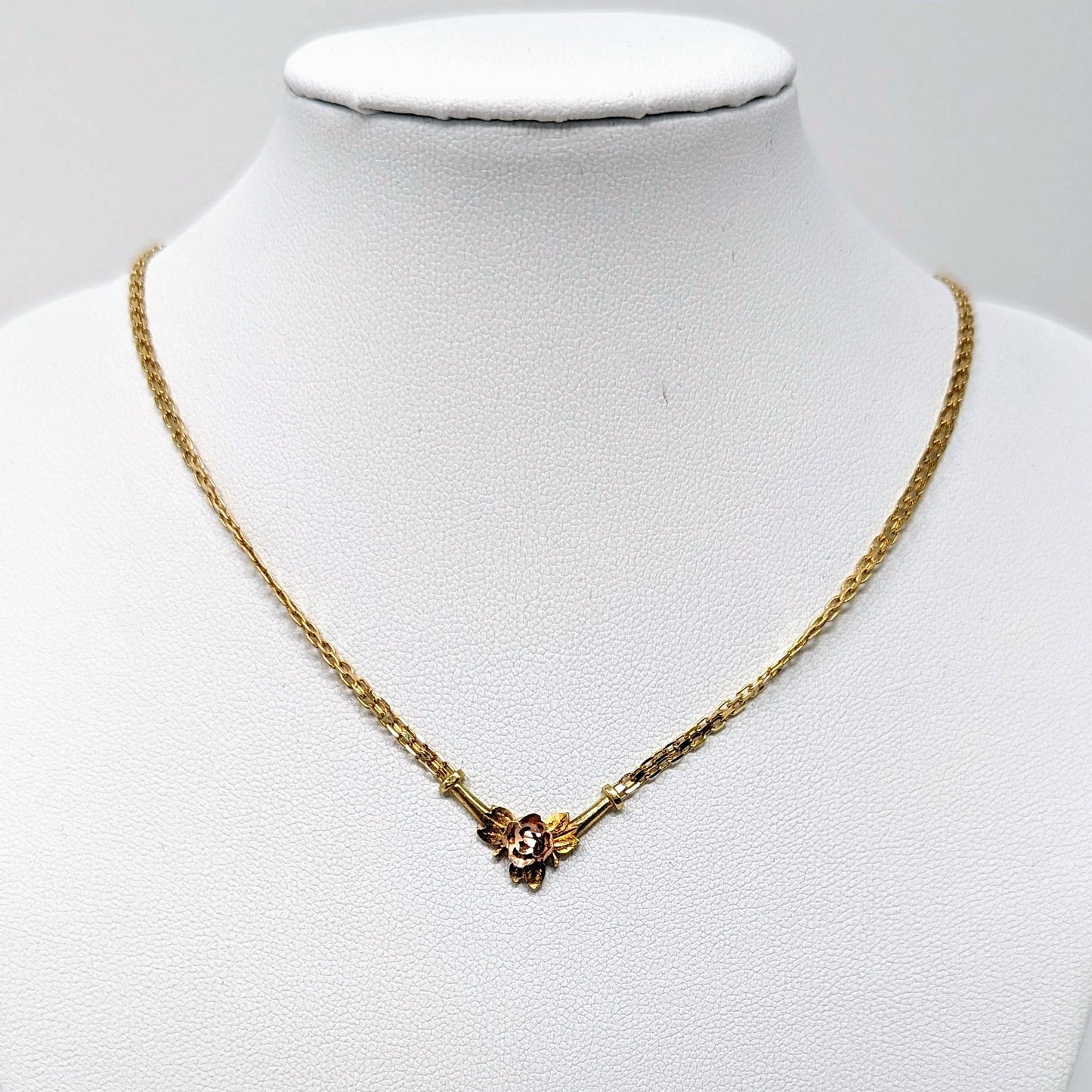 14k Solid Gold Rose Necklace