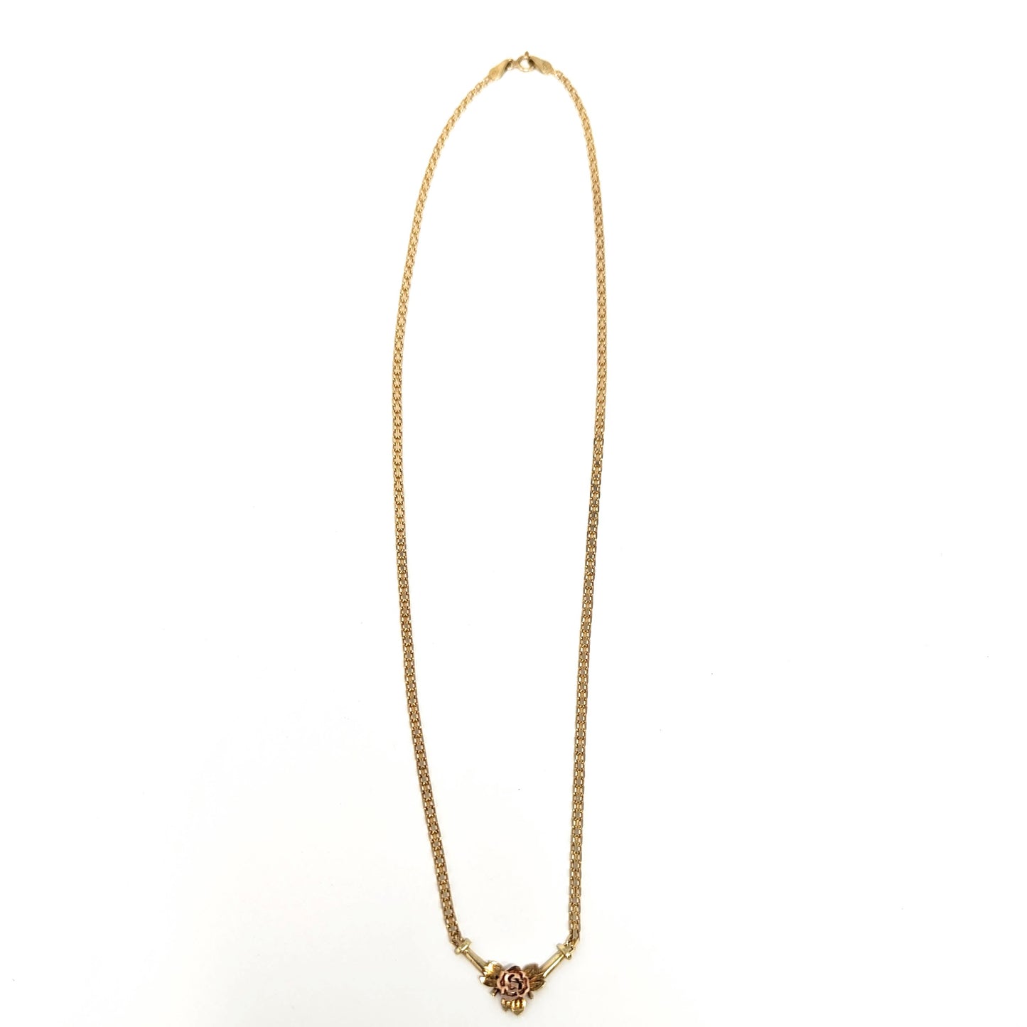 14k Solid Gold Rose Necklace