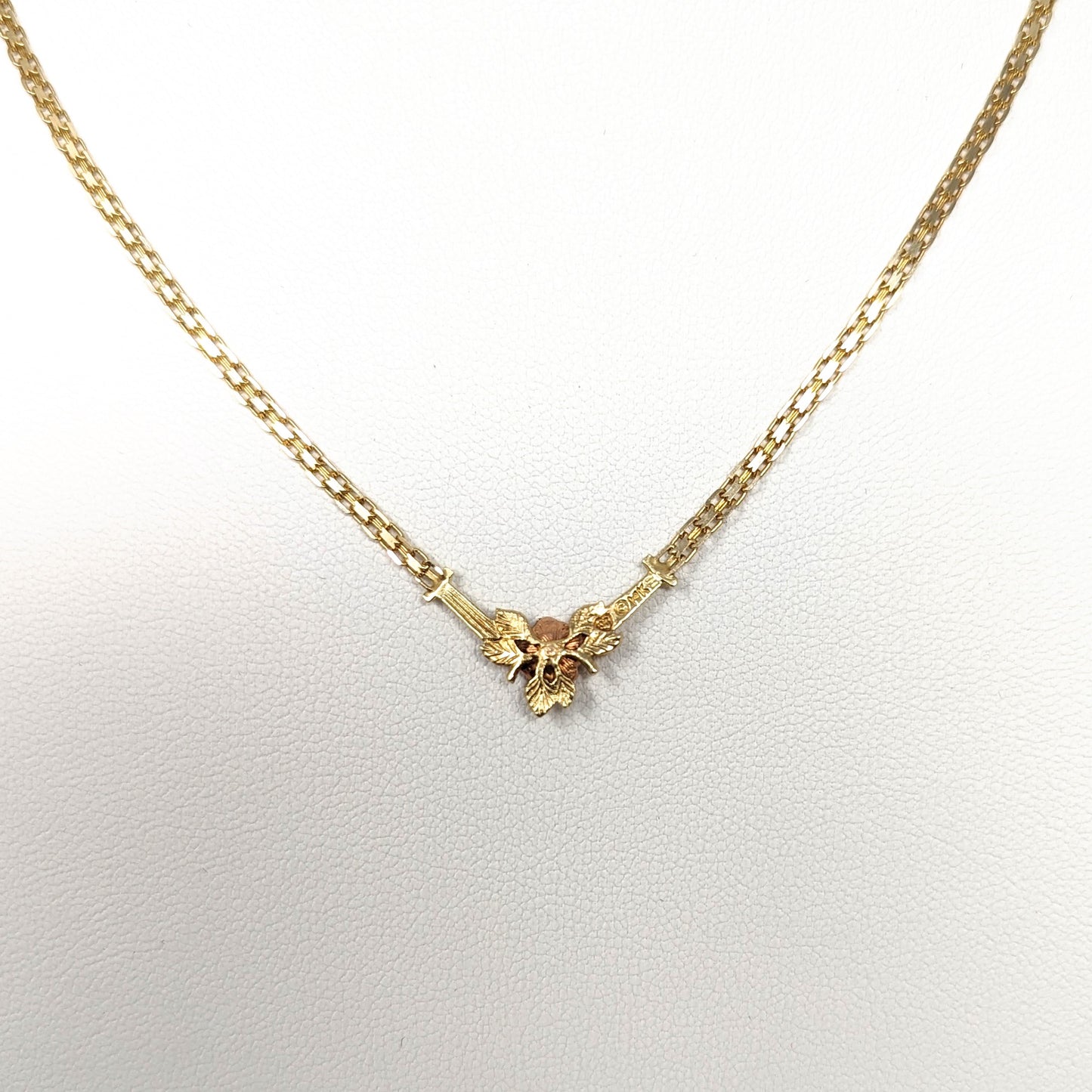 14k Solid Gold Rose Necklace